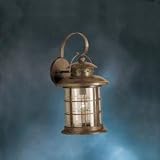 Kichler Lighting Kichler 9762RST Rustic 1-Light Outdoor Wall Lantern, Rustic Finish over Solid Brass with Clear Beveled Glass Panels