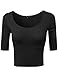 MBE Women's Basic Solid 3/4 Sleeve Crop Top
