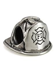 Genuine Ohm Beads (TM) Product. 925 Sterling Silver Firefighter Hat European Bead Charm. 100% Satisfaction Guaranteed.