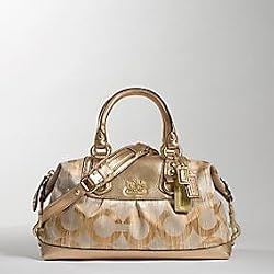 Coach Ikat Signature Sabrina Satchel Duffle Bag Tote 13585 Khaki Gold