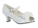Girls Peep Toe Dress Shoe with Satin Flowers
