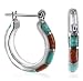Turquoise and Coral Sterling Silver 12 MM Wide Huggies Hoop Earrings