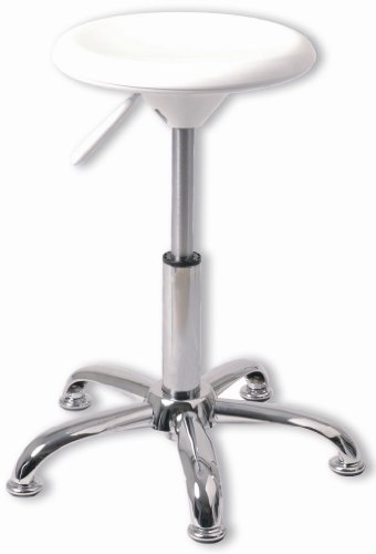 Hocker, chrom-weiß - Höhenverstellbar von 49 bis 61 cm