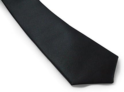 Cascadia Unlimited Men's Solid Black Satin 2" SKINNY Tie + White Pocket Square