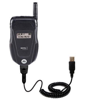 Coiled USB Cable for the Motorola ic502 with Power Hot Sync and Charge capabilities - uses Gomadic TipExchange Technology