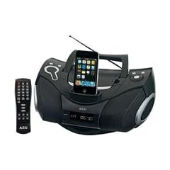 AEG SR 4337 IP Tragbares Stereo Radio (CD/MP3-Player, 80 Watt PMPO, Apple iPod-/iPhone Dock) schwarz