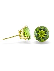 14k Yellow Gold 8mm Round Peridot Stud Earrings