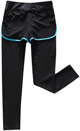 Teen Girl's 2 in 1 Sports Yoga Workout Pants (L, Blue)