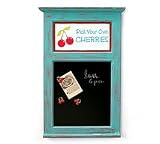 Country Cherry Design Distressed Wood Message Board Or Chalk Board With Magnets Kitchen Wall Decor