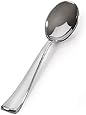 Disposable Silver Teaspoons - 24 Count Silver Plastic Spoons