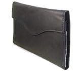 Genuine Leather Slim Clutch Wallet w/ Checkbook Cover