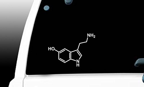 Serotonin 5-Hydroxytryptamine Molecule – 6″ White Vinyl Decal Sticker Car Macbook Laptop