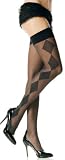 Sheer Stockings With Opaque Diamond Pattern