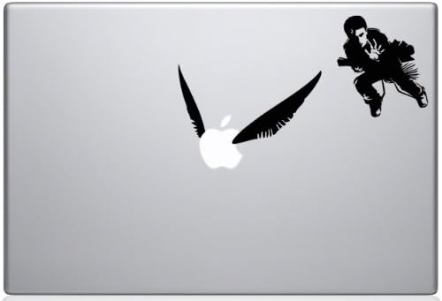 Macbook Decal-Harry Potter-Apple-With Wings-Black-Sticker Decal-Decorative Laptop Cover