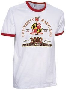 Buy NCAA Vintage 2002 Maryland Terrapins Basketball National Champions White Red Ringer T-Shirt by Champions Again