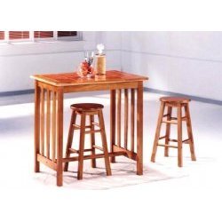 Solid Hardwood Breakfast Bar Set - Table and 2 Sto (Oak Finish) (36H x 36W x 20D) by Bar Stools