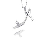 10k White Shoe Design Diamond Pendant