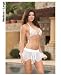Aqua fishnet halter swimsuit top & g-string bottom w/fishnet