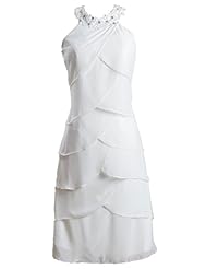 Chiffon Tiered Knee Length Halter Sleeveless Bridesmaid Dress/Prom Dress 