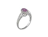 0.85 CT TW OVAL SAPPHIRE & ROUND DIAMOND ENGAGEMENT STYLE RING MADE IN 18K WHITE GOLD