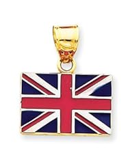 14k Yellow Gold and Enamel United Kingdom Uk Flag Pendant Charm