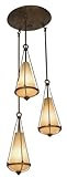 IMAGE OF Varaluz 143F03 Two-If-By-Sea 3-Light Foyer Light, Steeplechase Finish with Tea Stained Creamy Glass Shades, 16-Inch by 42-1/2-Inch