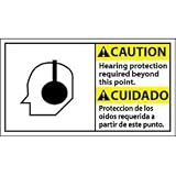 Bilingual Plastic Sign - Caution Hearing Protection Required Beyond This Point