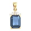 14K Yellow Gold London Blue Topaz and Diamond Pendant