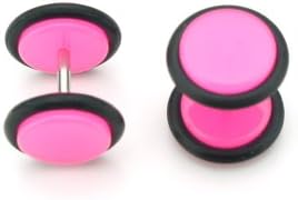 Solid Pink - Acrylic Fake Plugs - Cheaters - 0G Gauge - 8mm