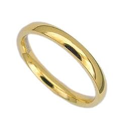 Stainless Steel Gold Plated Wedding Band - 3 mm - Size: 6-12