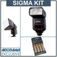 Sigma EF-610 DG ST Shoe Mount Flash for Nikon iTTL Digital SLR's, - Basic Outfit - with 4 NiMH Batteries, Charger, Adorama Mini SoftBox Diffuser