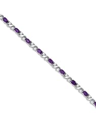 14k White Gold Natural Amethyst And Diamond Tennis Bracelet