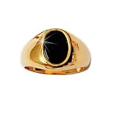 Mens 18K Gold Plated Onyx Signet Ring