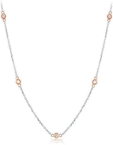 Pink Collection' Diamond Necklace - 0.36 carats of Brilliant Cut Diamonds, set in 14K White &amp; Rose Gold