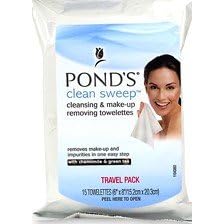 Pond's Clean Sweep Chamomile Cleansing & Make-up Removing Towelettes,15 ct [TWO PACK - 30 wipes]