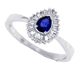 0.39Ct Genuine Diamond Sapphire Ring in 14Kt White Gold