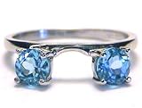5 mm Blue Topaz Ring Wrap Guard Enhancer 10k white gold