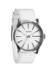 Nixon Sentry Leather Silver White Dial Stainless Steel Unisex Watch A105391