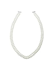 Sterling Silver 2-Strand White A Grade 5.5-6mm Freshwater Cultured Pearl Necklace, 17" and 18"