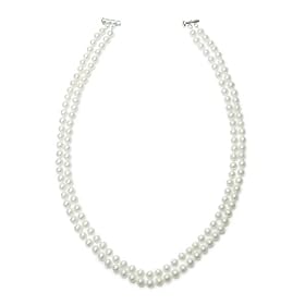 Sterling Silver 2-Strand White A Grade 5.5-6mm Freshwater Cultured Pearl... by 