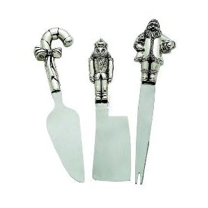 3 PC HOLIDAY CHEESE SET - 3 PC HOLIDAY CHEESE SET - KNIFE FORK SERVER, NICKEL PLATED. by 
