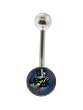 Genuine Ed Hardy Stainless Steel Belly Ring - Wolf with Hat Logo in 8mm - 14 Gauge - 5mm Ball - Sold Individually