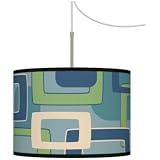 Retro Rectangles Giclee Glow Swag Style Plug-In Chandelier