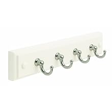 Amerock H55590-WS 9-Inch Classic Key and Gadget Rack, White with Silver Hooks