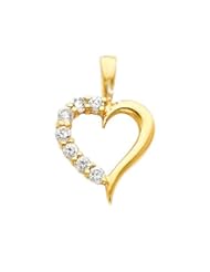 14K Yellow or White Gold Heart CZ Cubic Zirconia Pendant 12 x12mm or 1/2 x 1/2" inch