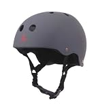 Triple 8 Brainsaver Rubber Helmet with Sweatsaver Liner (Gun Rubber, Small)