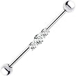 Surgical Steel Sterling Clear CZ Trilogy Industrial Barbell Earring