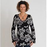 Bara Glad Maternity & Nursing Long Arm Black floral Tunic