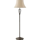 Royce Lighting RLFL5149/1-23 Wrought Iron Collection Indoor/Outdoor Floor Lamp, Natural Linen Fabric Shade, Oil-Rubbed Bronze Finish