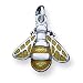 Sterling Silver Rhod Enameled Yellow Bee Charm with 20 inch Sterling Silver Chain